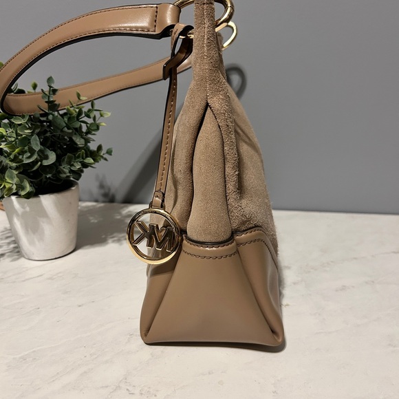 Michael Kors Brown Suede Shoulder Bag with Gold Accents - Picture 5 of 7
